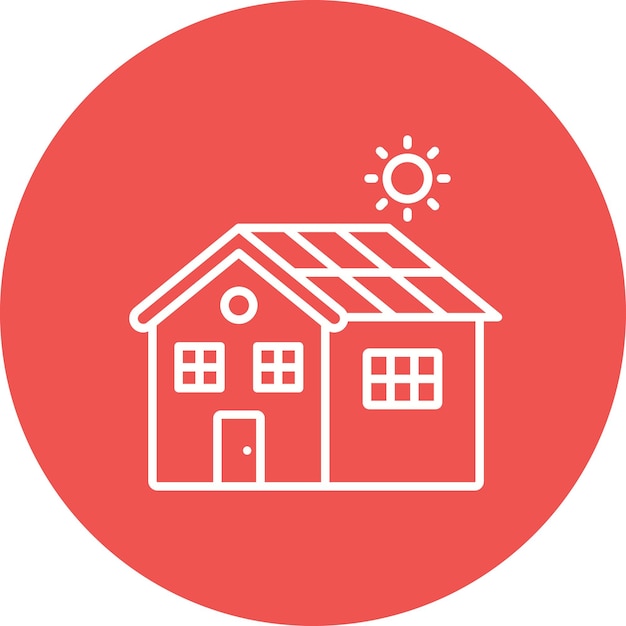 Estilo de ilustración vectorial de la casa solar