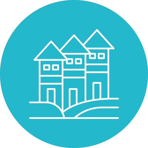 Estilo de ilustración vectorial de las casas adosadas