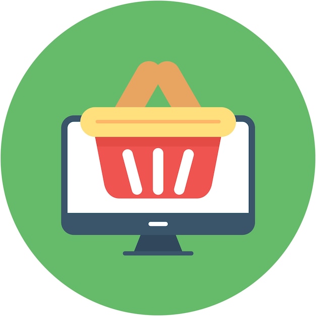 Estilo de ilustración vectorial de la cesta de compras en línea