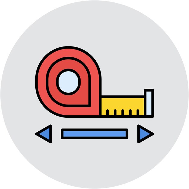 Estilo de la ilustración vectorial de la cinta de medición