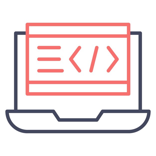 Estilo de ilustración vectorial de codificación de la computadora portátil