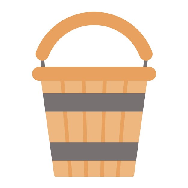 Estilo de ilustración vectorial de cubo de madera