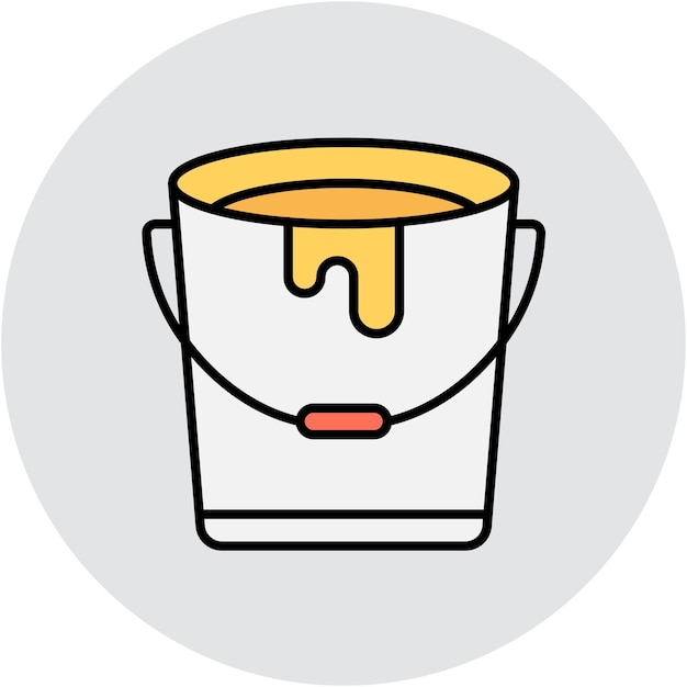 Estilo de la ilustración vectorial del cubo de pintura