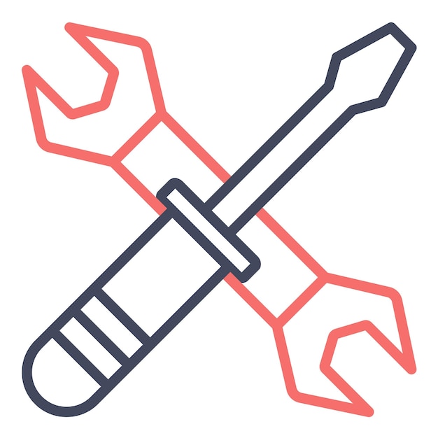Estilo de ilustración vectorial de destornillador y llave