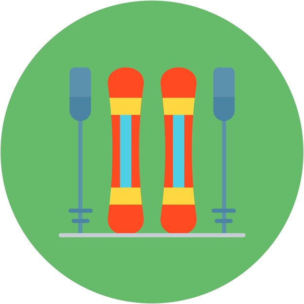 Estilo de ilustración vectorial de los esquís