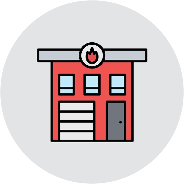 Estilo de ilustración vectorial de la estación de bomberos