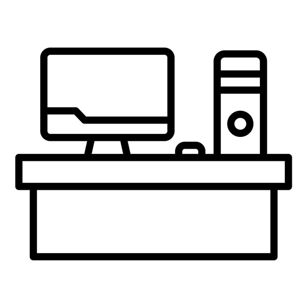 Estilo de ilustración vectorial de la estación de trabajo de la computadora