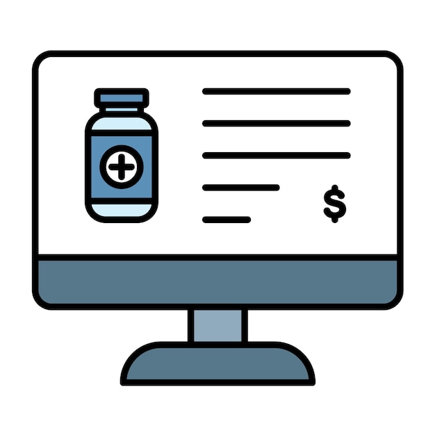 Estilo de ilustración vectorial de la farmacia en línea