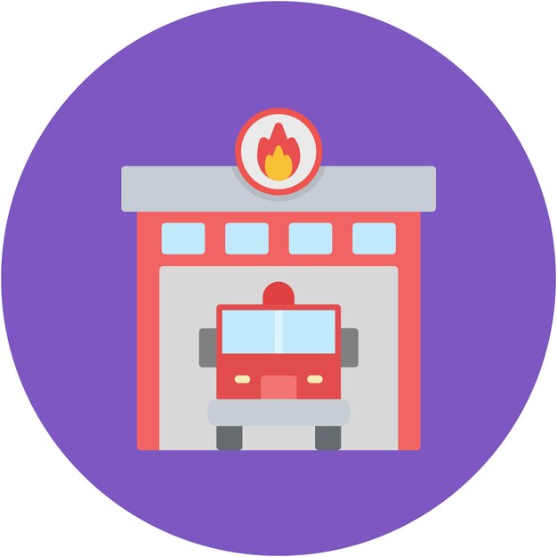 Estilo de ilustración vectorial del garaje de bomberos