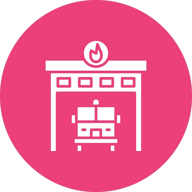 Estilo de ilustración vectorial del garaje de bomberos