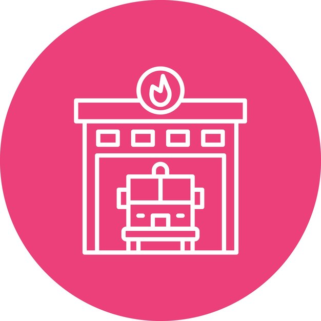 Estilo de ilustración vectorial del garaje de bomberos