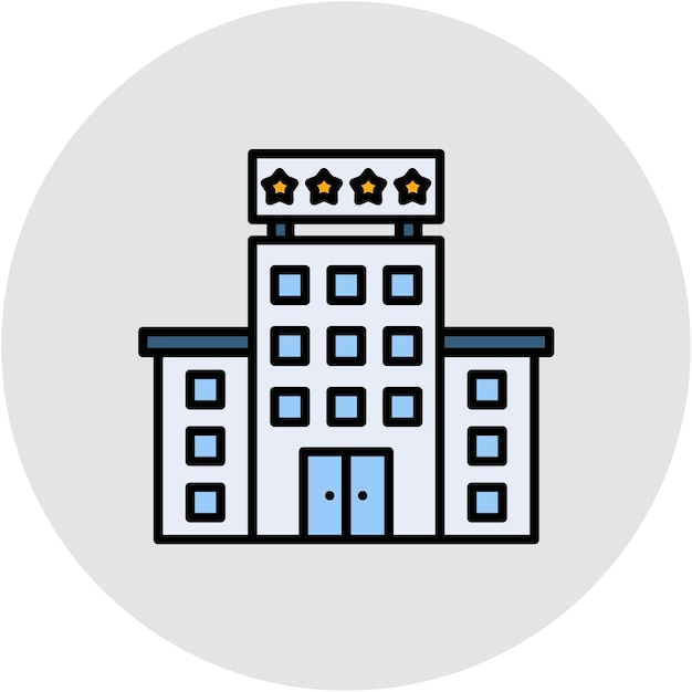 Estilo de ilustración vectorial de hoteles de cuatro estrellas