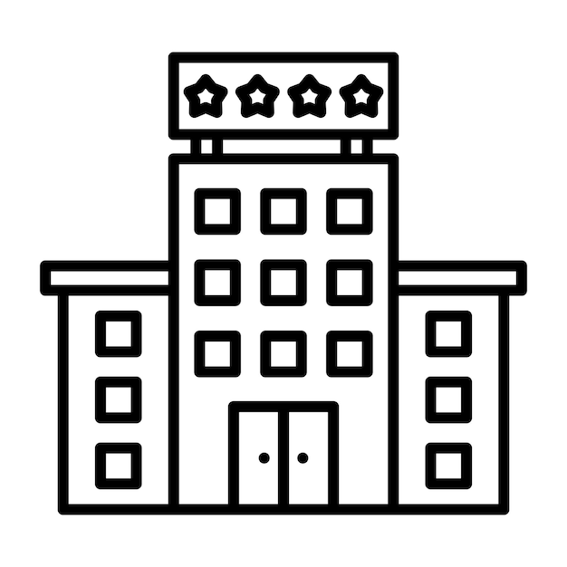 Estilo de ilustración vectorial de hoteles de cuatro estrellas