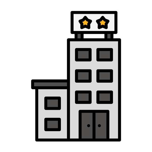Estilo de ilustración vectorial de hoteles de dos estrellas