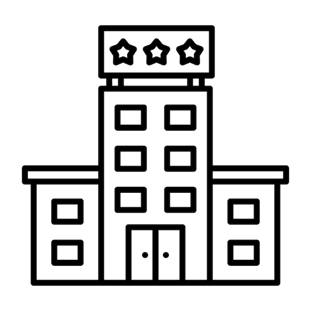 Estilo de ilustración vectorial de hoteles de tres estrellas