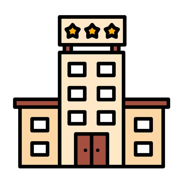 Estilo de ilustración vectorial de hoteles de tres estrellas
