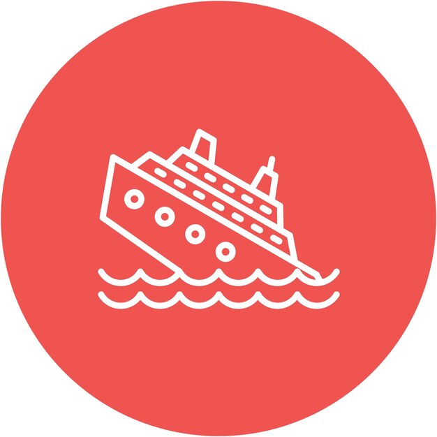 Estilo de ilustración vectorial del hundimiento del barco