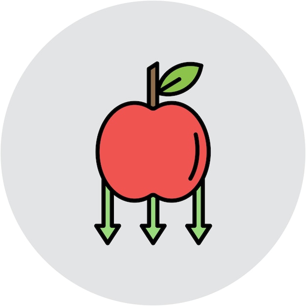 Estilo de ilustración vectorial de la manzana que cae