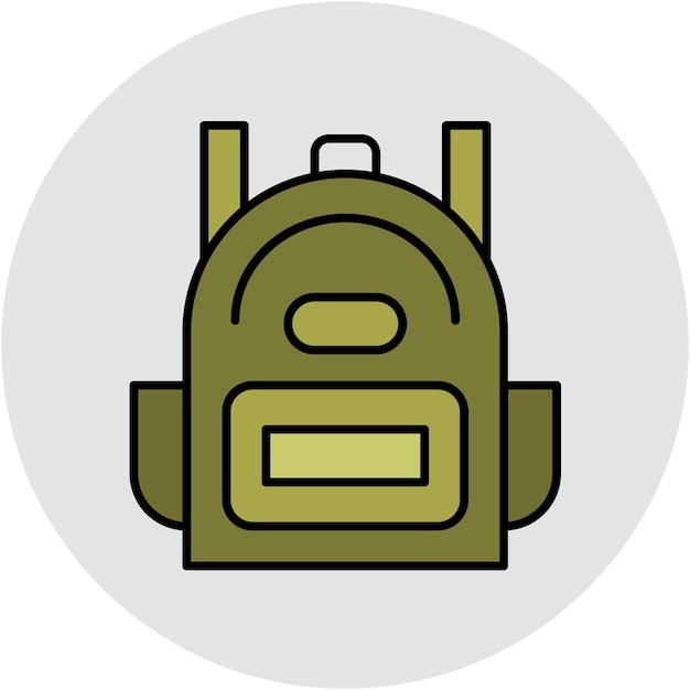 Estilo de ilustración vectorial de la mochila del ejército