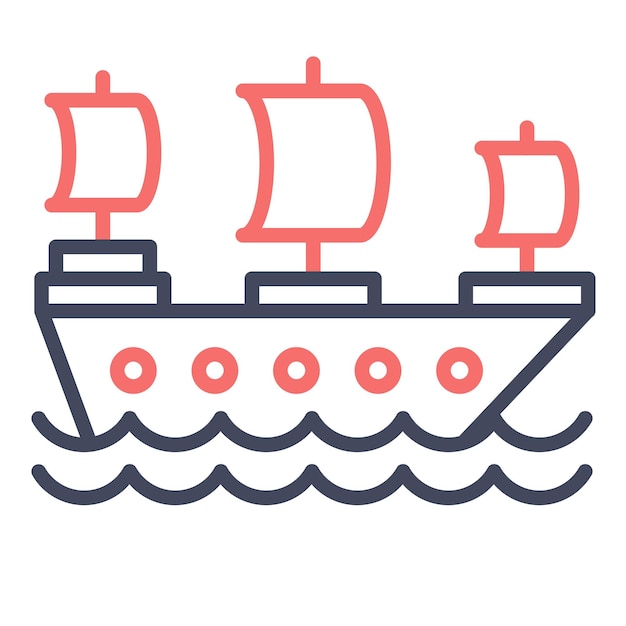 Estilo de ilustración vectorial de la nave pirata