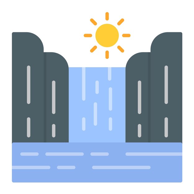 Estilo de ilustración vectorial del paisaje de cascada