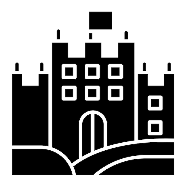 Estilo de ilustración vectorial del paisaje del castillo