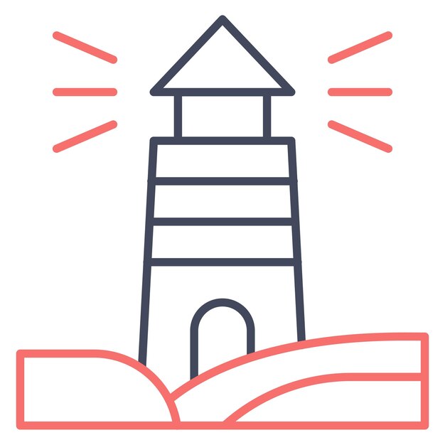 Estilo de ilustración vectorial del paisaje del faro