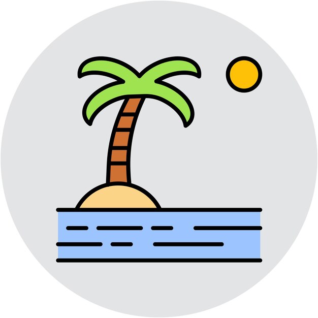 Estilo de ilustración vectorial del paisaje de la isla