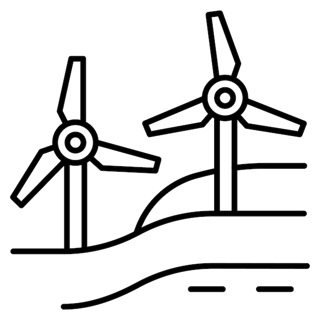 Estilo de ilustración vectorial del paisaje del molino de viento