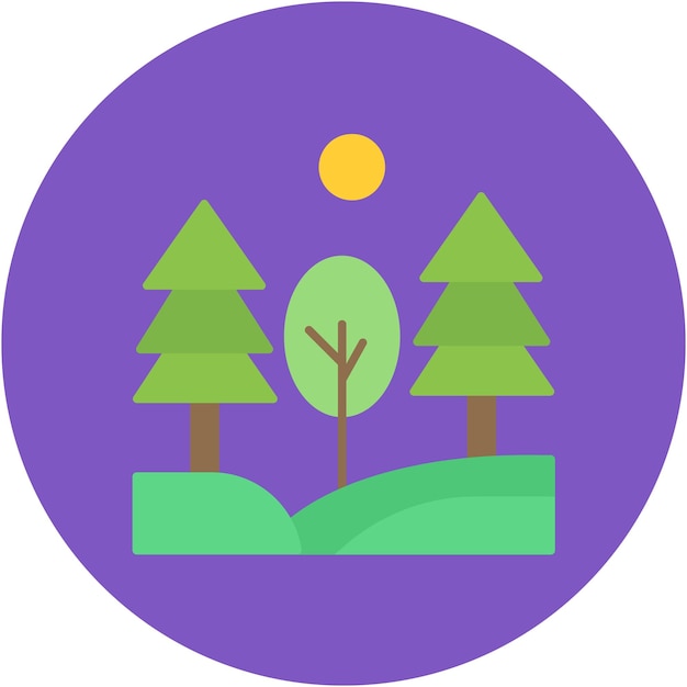 Estilo de ilustración vectorial del paisaje de los pinos