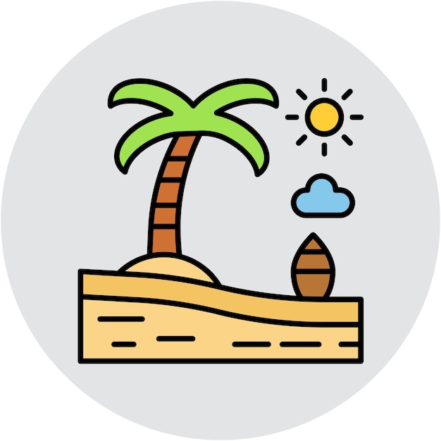 Estilo de ilustración vectorial del paisaje de playa