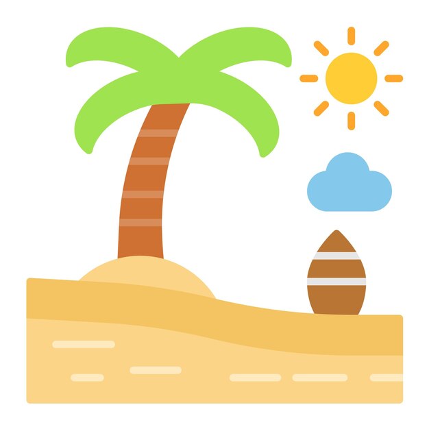 Estilo de ilustración vectorial del paisaje de playa
