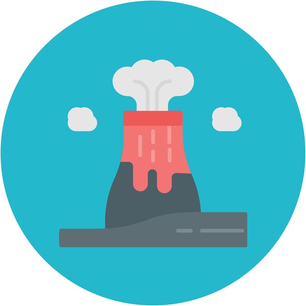 Estilo de ilustración vectorial del paisaje del volcán