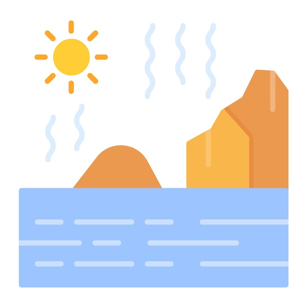Estilo de ilustración vectorial de paisajes de aguas termales