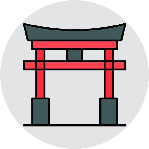 Estilo de ilustración vectorial de la puerta de Torii
