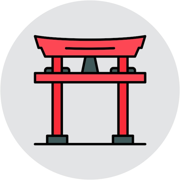Estilo de ilustración vectorial de la puerta de Torii