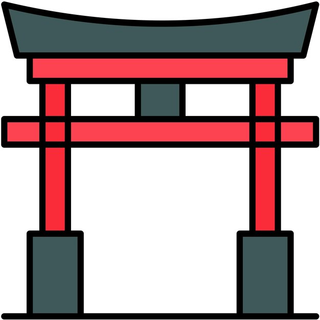 Estilo de ilustración vectorial de la puerta de torii