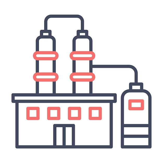 Estilo de ilustración vectorial de la refinería de petróleo