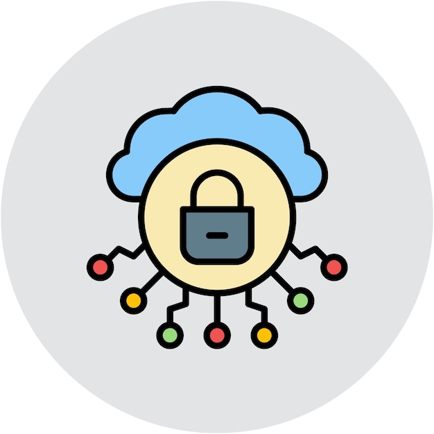 Estilo de ilustración vectorial de seguridad en la nube