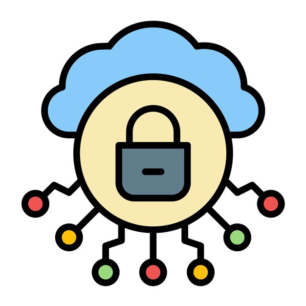 Estilo de ilustración vectorial de seguridad en la nube