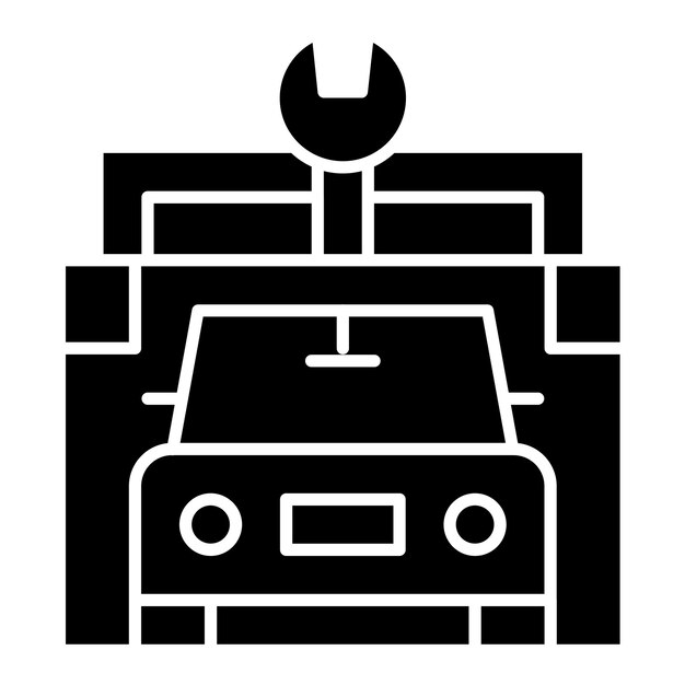 Estilo de ilustración vectorial del taller de reparación de automóviles