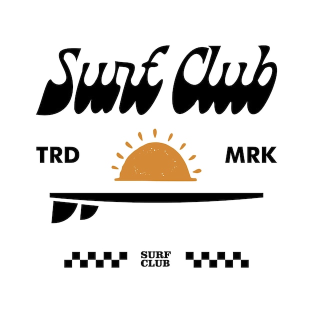 Estilo de ilustración vectorial tema de surf vintage diseño de insignia para impresiones de camisetas carteles pegatinas