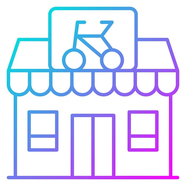 Estilo de ilustración vectorial de la tienda de bicicletas