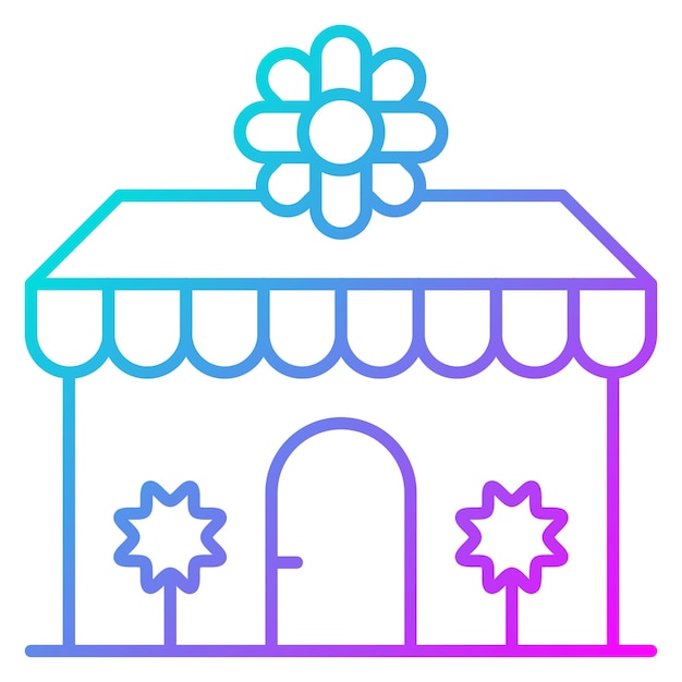 Estilo de ilustración vectorial de la tienda de flores