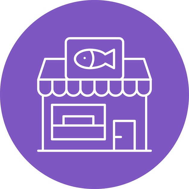 Estilo de ilustración vectorial de la tienda de peces