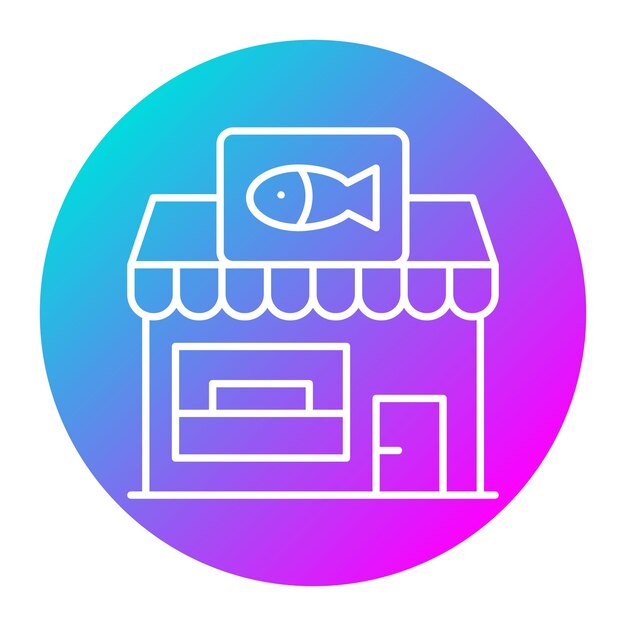 Estilo de ilustración vectorial de la tienda de peces