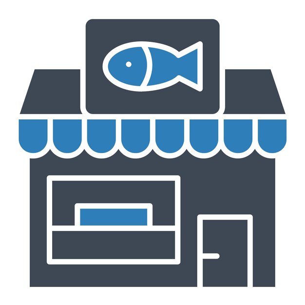 Estilo de ilustración vectorial de la tienda de peces