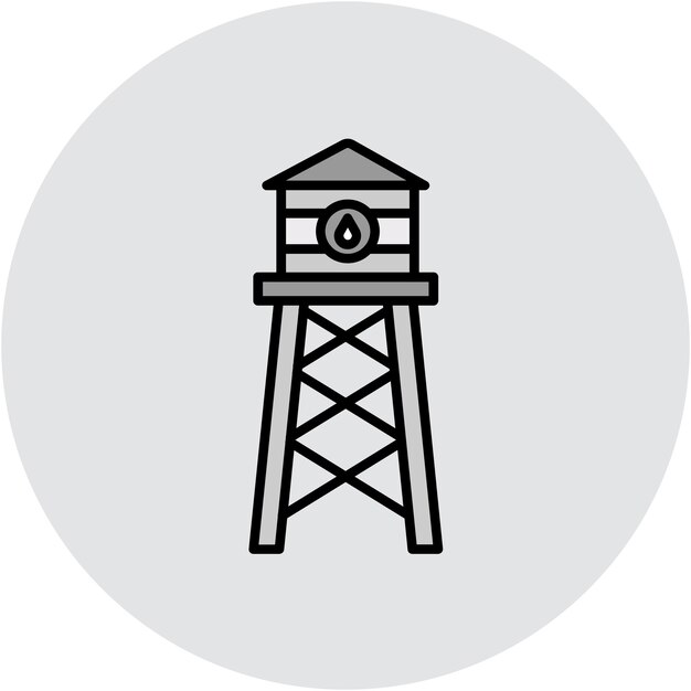 Estilo de ilustración vectorial de la torre de agua