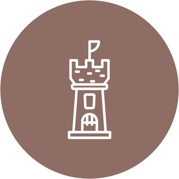 Estilo de ilustración vectorial de la torre del castillo