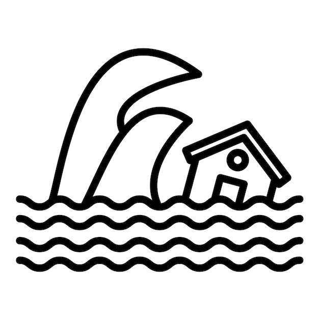 Estilo de ilustración vectorial del tsunami